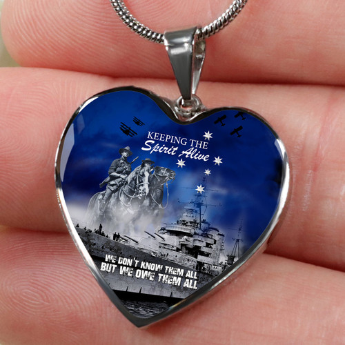 Australia Heart Necklace Anzac Day Remember All The Battles Fought Blue